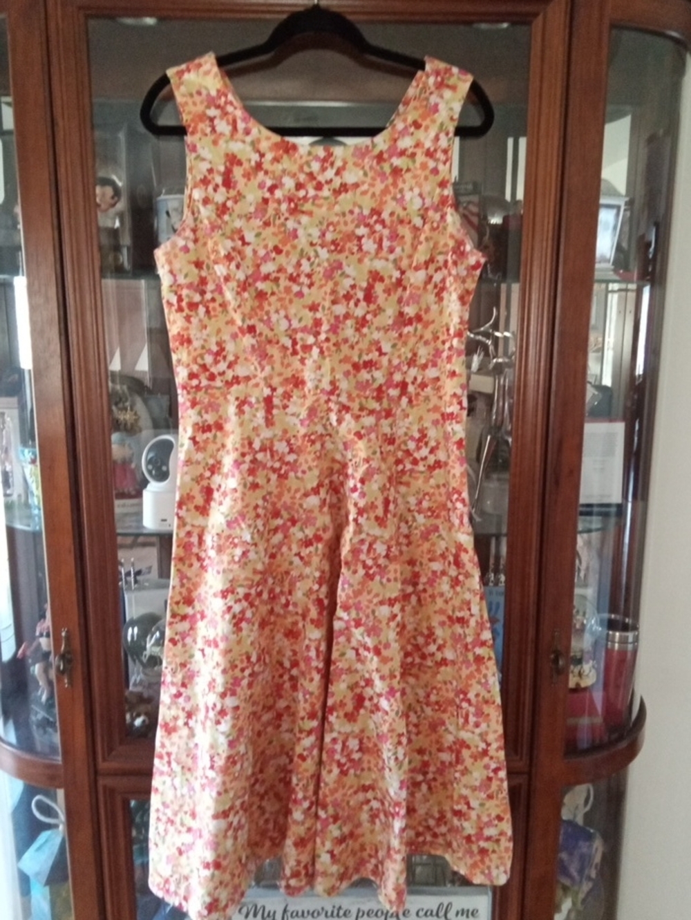 Sleeveless Floral Midi Dress in Pink and Yellow